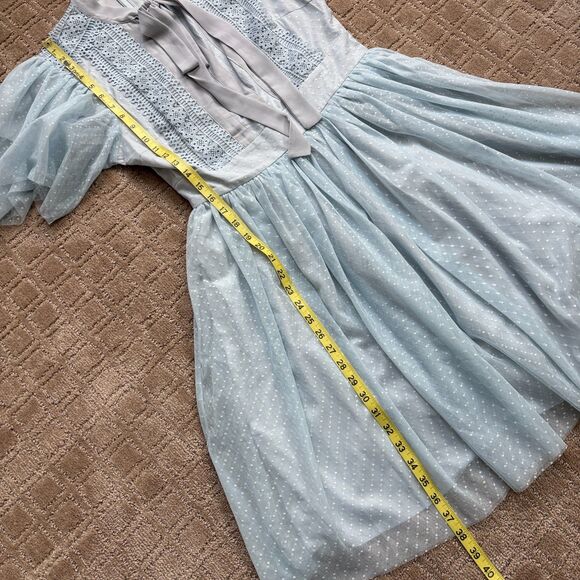 Ivy City Co Kate Dress Women's M Light Blue Flutter Sleeves Swiss Dot Whimsy NWT - Picture 8 of 9